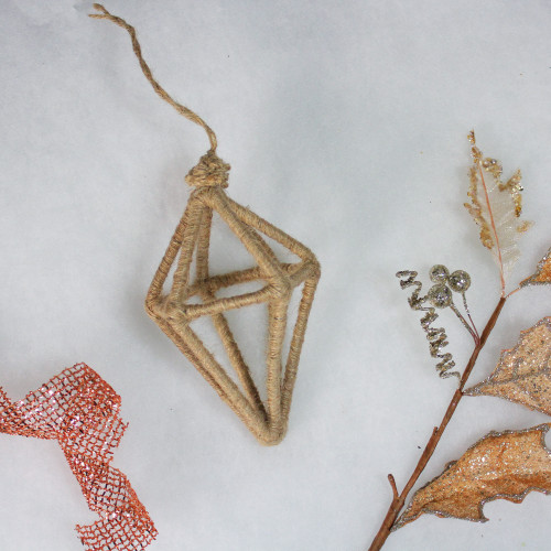 6" Beige Jute Wrapped Open Kismet Christmas Ornament