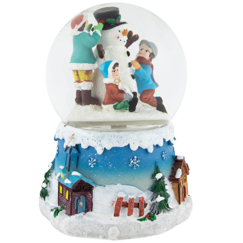 Children Building Snowman Musical Christmas Snow Globe - 5.75"