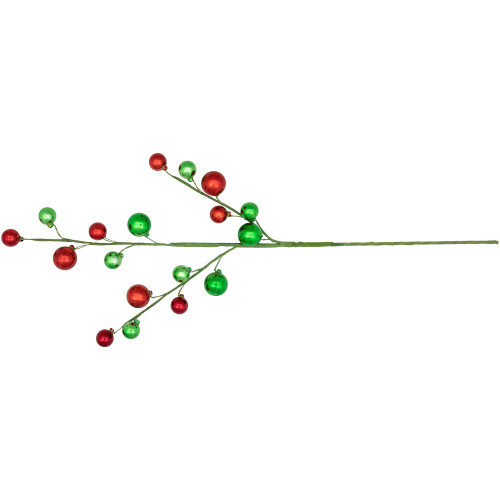 30" Green and Red Ball Ornament Christmas Spray