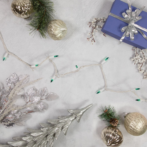 Mini Christmas Light Set - Teal - 17.25' White Wire - 50ct