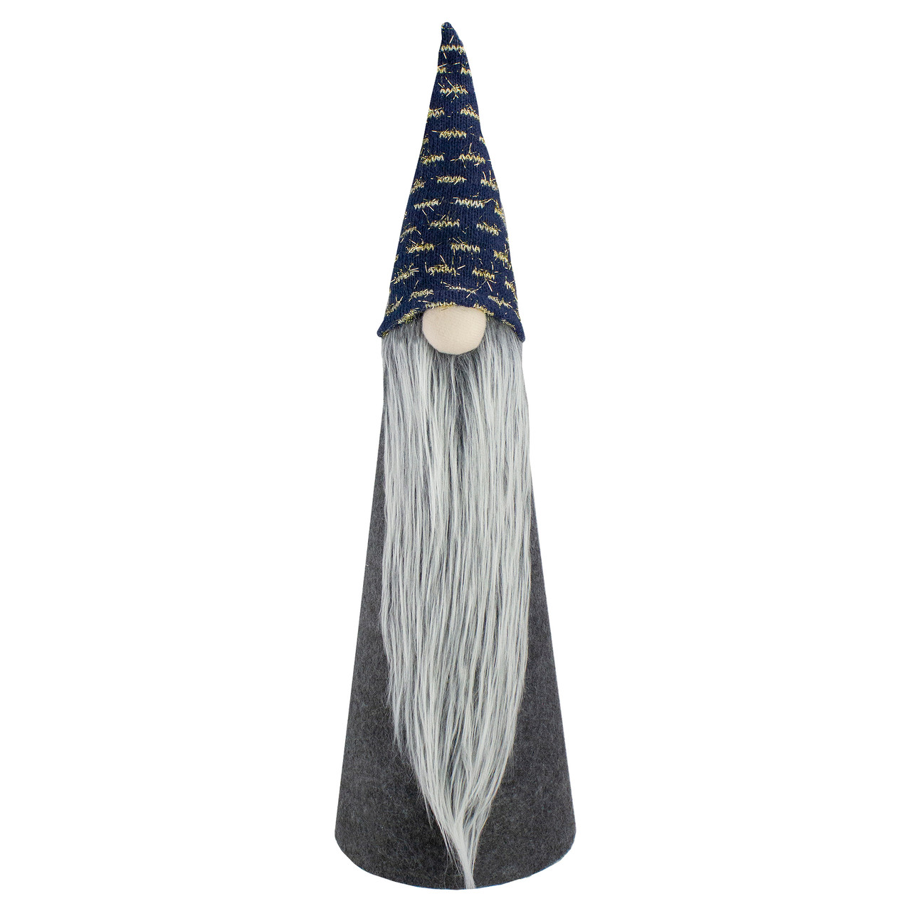 Tall Cone Gnome Christmas Figure - 20" - Gray and Blue