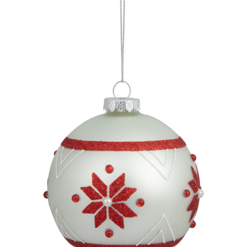 4" Glittered Snowflake Glass Christmas Ball Ornament