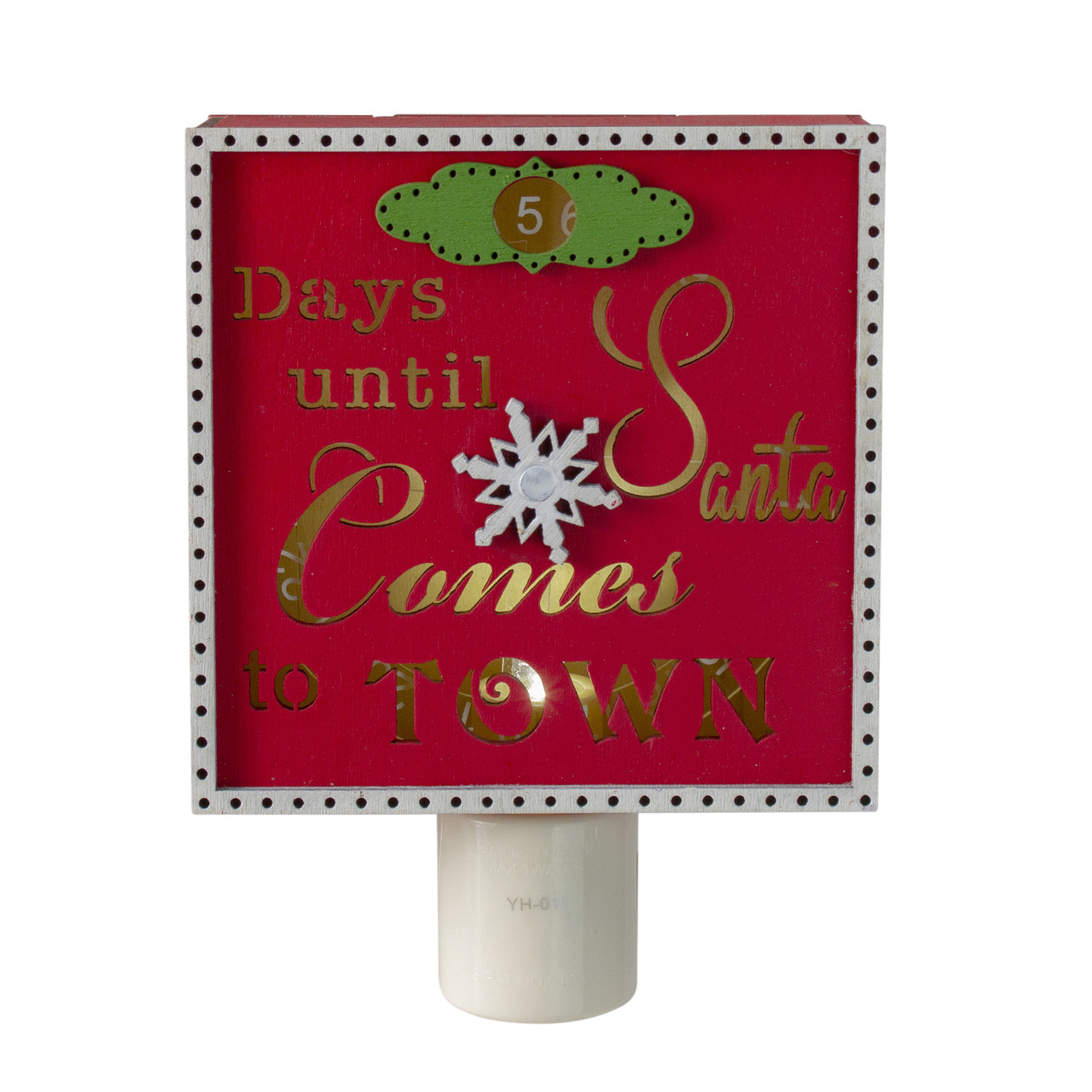 5" Red and Gold Santa Countdown Christmas Night Light