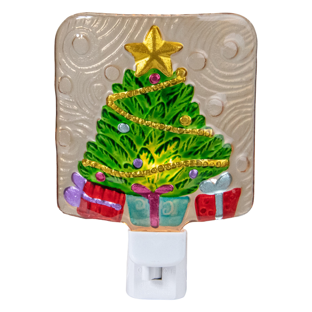 4" Green and Gold Christmas Tree Night Light