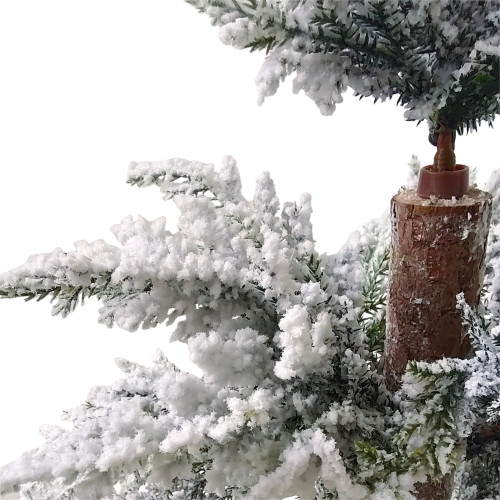 Heavily Flocked Pine Christmas Tree in Natural Jute Base - 27.5"