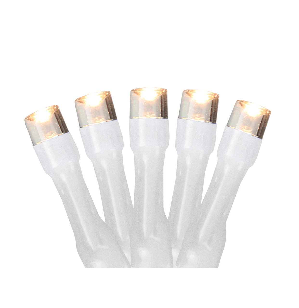 Battery Operated LED Christmas Lights - Warm White - 9.5' White Wire - 20ct