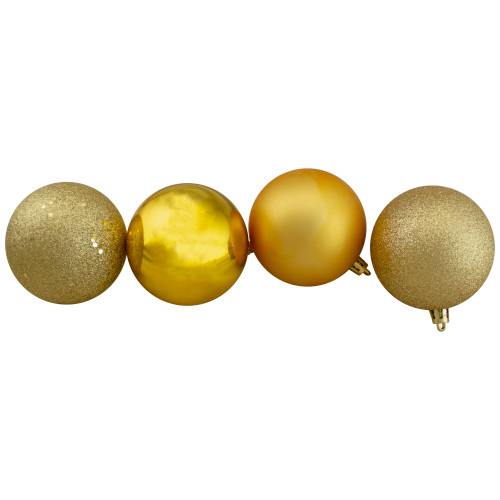 32ct Vegas Gold Shatterproof 4-Finish Christmas Ball Ornaments 3.25" (80mm)