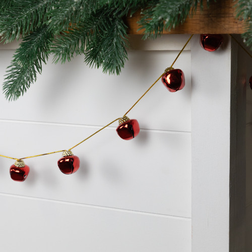 Shiny Christmas Jingle Bells Metal Garland - 7.5' - Red