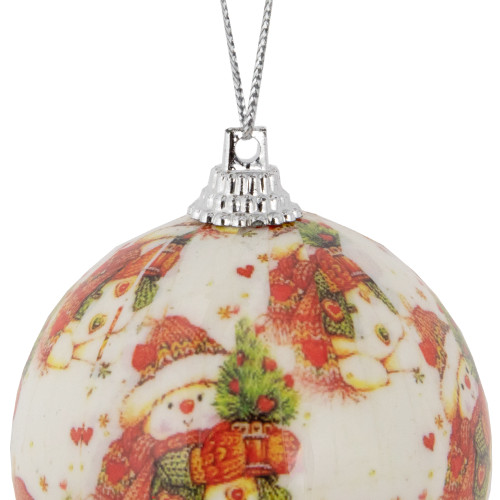 14-Piece Snowman Decoupage Christmas Ball Ornament Set, 2.25" (60mm)