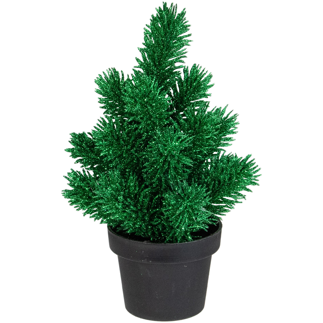 Potted Glittered Artificial Pine Christmas Tree - 8.5" - Green - Unlit