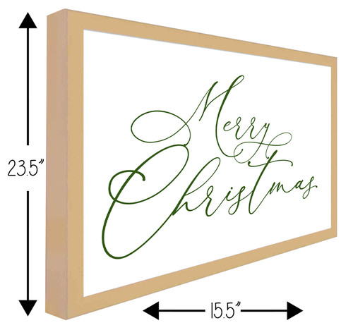 Green Merry Christmas 15.5" x 21.5" Framed Christmas Wall Decor Art Print Sign Poster in a Natural Wooden Frame with UV Acrylic and Hangers