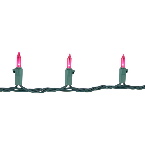100ct Pink Mini Christmas Light Set, 20.25ft Green Wire