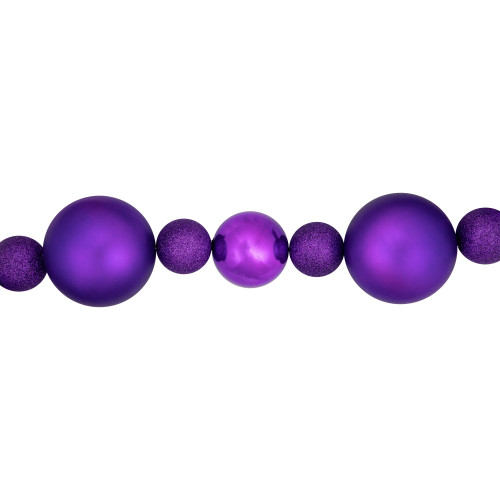 6' Purple Shatterproof Ball 3-Finish Christmas Garland