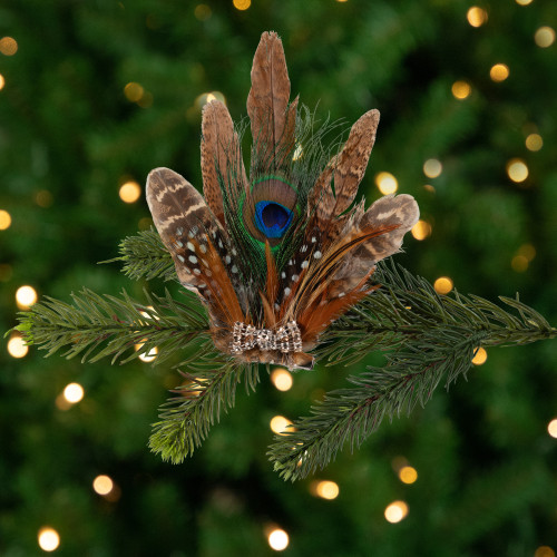 Peacock Feather Christmas Clip-On Ornament - 6"