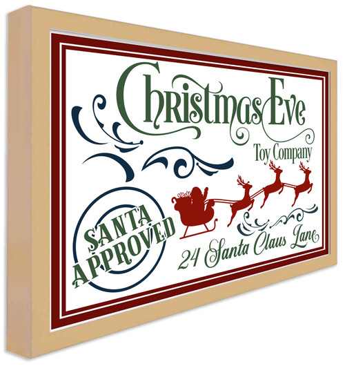 Christmas Eve Toy Company 16" x 23.5" Framed Christmas Wall Decor Art Print Sign Poster in a Natural Wooden Frame with UV Acrylic and Hangers