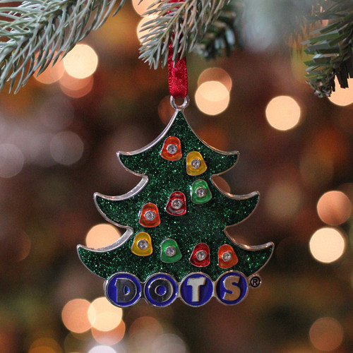 3" Silver Plated DOTS Candy Logo Christmas Tree Ornament with European Crystals