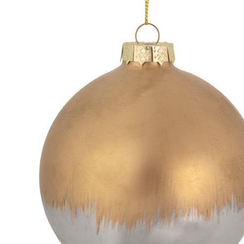 3.5" Brushed Matte Gold and Shiny Lavender Glass Ball Christmas Ornament