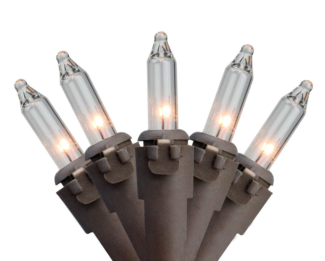 300-Count Clear Mini Christmas Lights Set - 61' Brown Wire