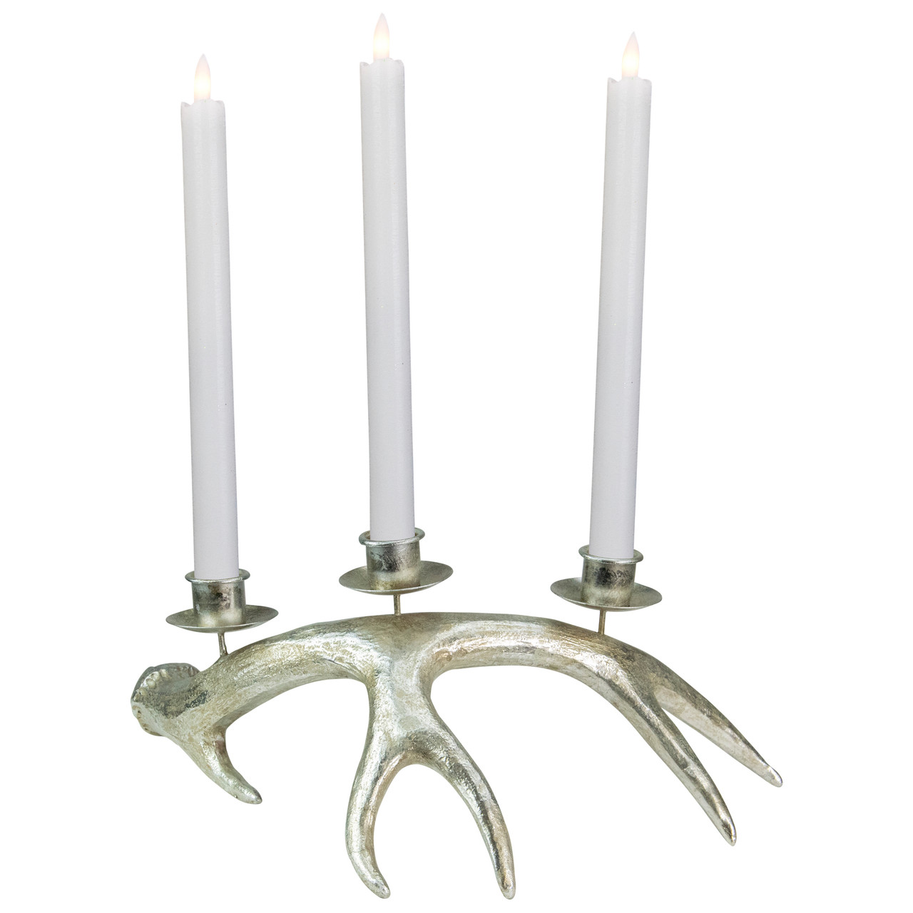 Deer Antler Christmas Taper Candle Holder - 12" - Champagne