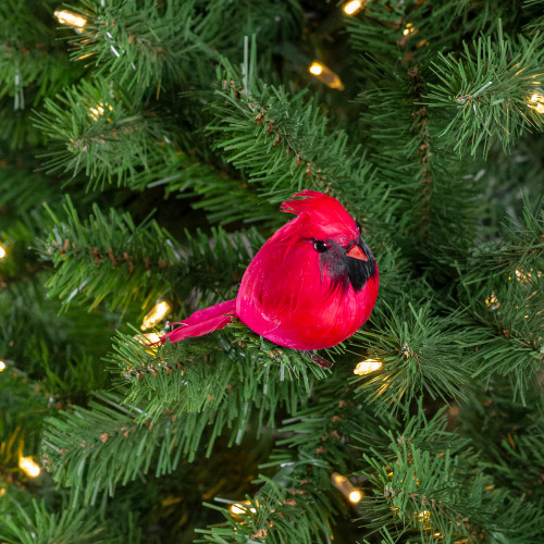 Cardinal Bird Clip-on Christmas Ornament - 5" - Red and Black