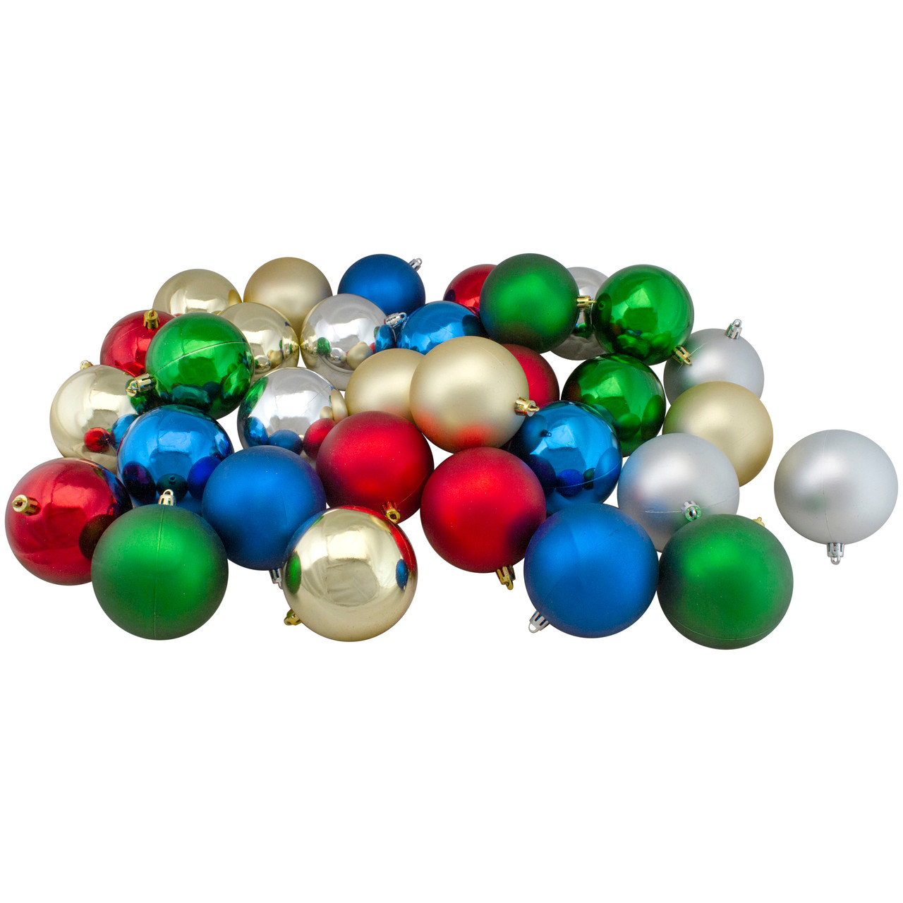 60ct Traditional Multi-Colored Shatterproof 2-Finish Christmas Ball Ornaments 2.5" (60mm)