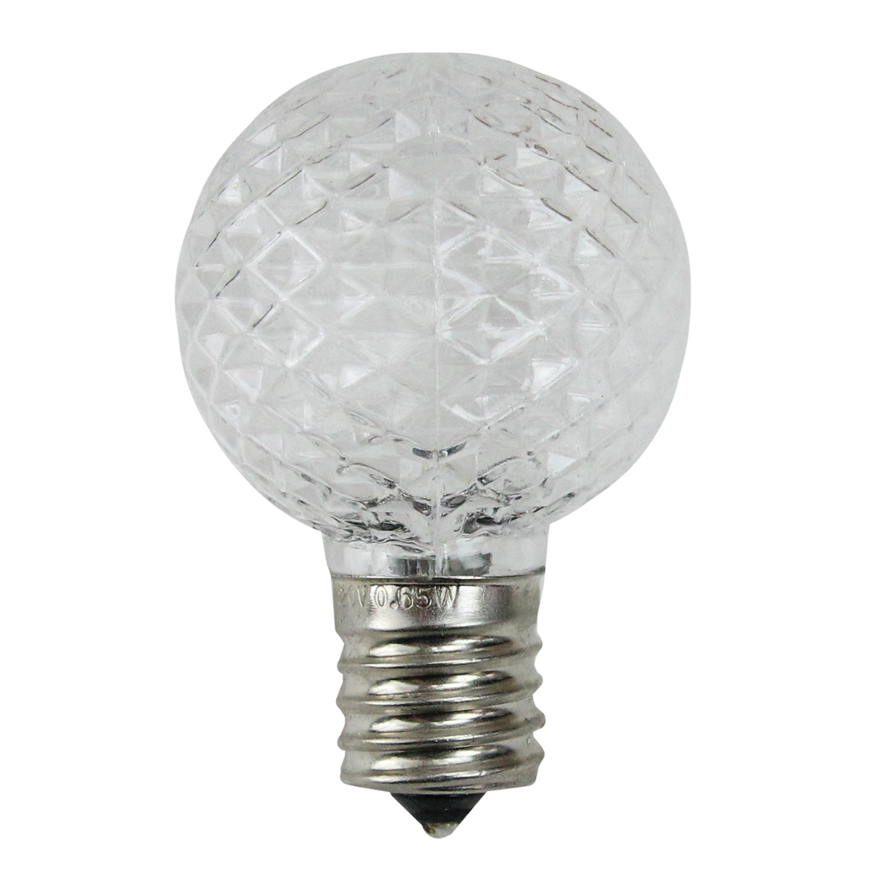 Pack of 25 Faceted LED G40 Clear Christmas Replacement Bulbs