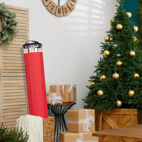 Zip Up Christmas Gift Wrap Storage Tube Bag - 40" - Red and Black