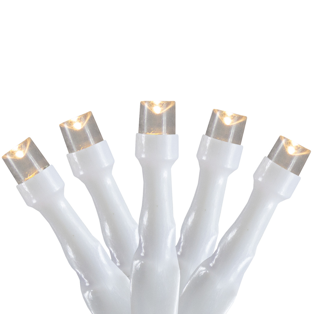 10 B/O Warm White LED Wide Angle Christmas Lights - 3 ft White Wire