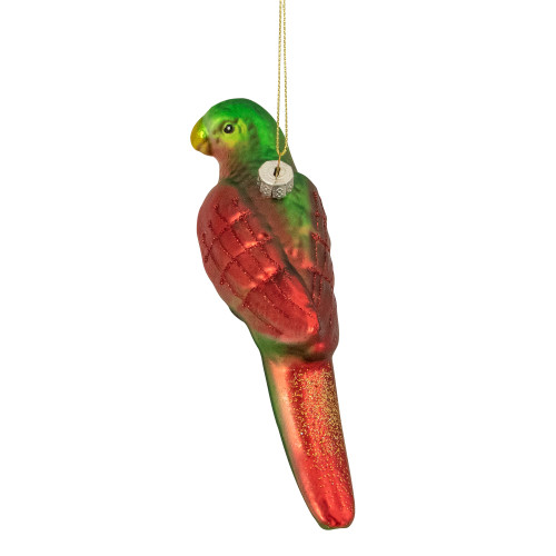 6.5" Yellow and Red Parrot Glass Christmas Ornament