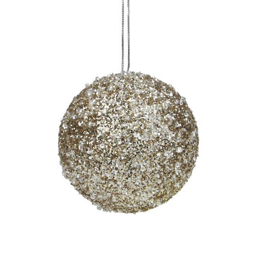 5" Gold and Silver Sequin Ball Christmas Ornament