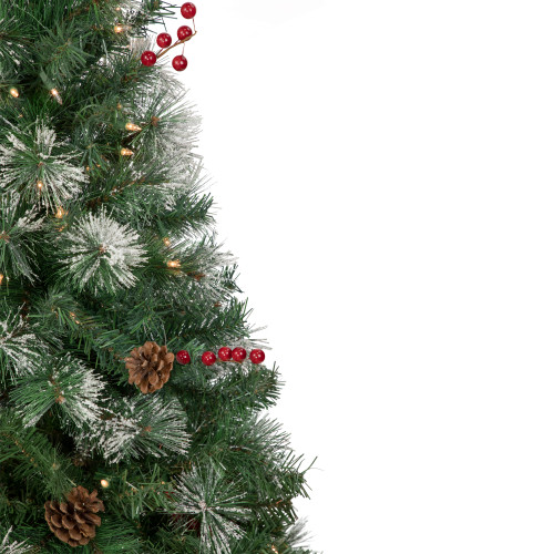 4' Pre-Lit Frosted Carolina Berry Spruce Artificial Christmas Tree, Clear Lights