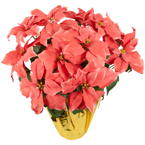 Artificial Christmas Poinsettia with Wrapped Base - 20" - Pink