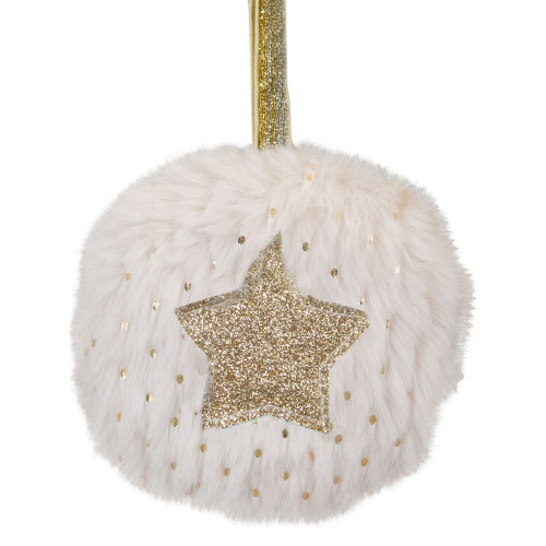 Star and Christmas Tree Disc Ornaments - 3.5" - Cream and Beige - Set of 2