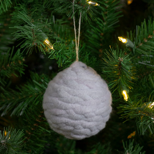 Gray Knit Shatterproof Christmas Ball Ornament 3.25" (80 mm)