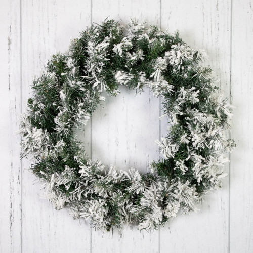 Heavily Flocked Pine Artificial Christmas Wreath - 24" - Unlit