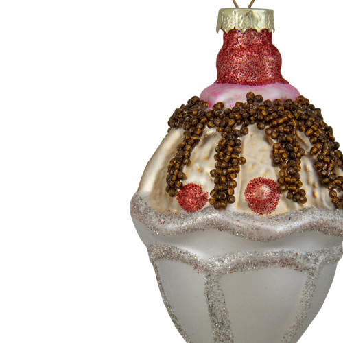 4.5" Ice Cream Sundae Beaded Glass Christmas Ornament