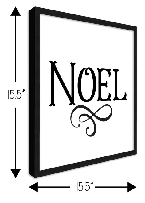 Noel Vintage 15.5" x 15.5" Framed Christmas Wall Decor Art Print Sign Poster in a Black Wooden Frame with UV Acrylic and Hangers