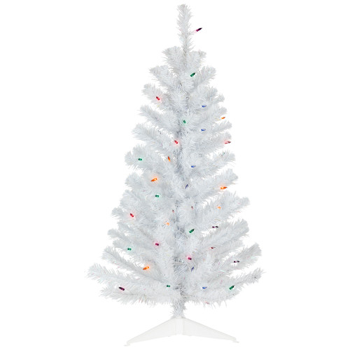 Pre-lit Medium White Pine Artificial Christmas Tree - 3' - Multi-Color Lights