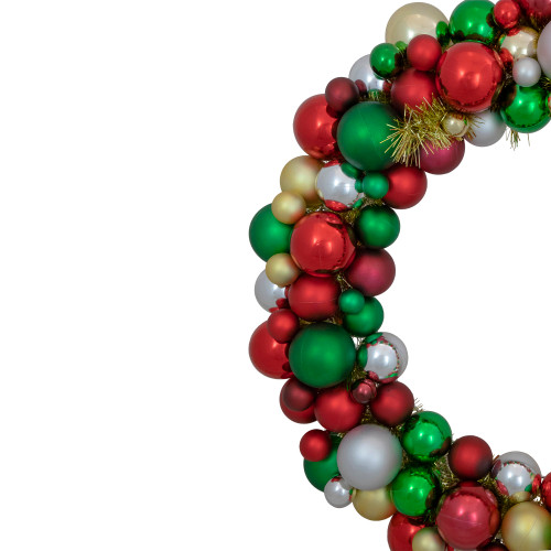 Traditional Colors 2-Finish Shatterproof Ball Christmas Wreath, 36-Inch