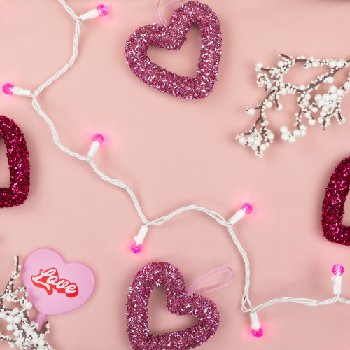 LED G12 Berry Christmas Lights - Pink - 16' White Wire - 50 ct