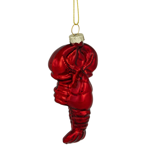 3.5" Shiny Red Lobster Glass Christmas Hanging Ornament