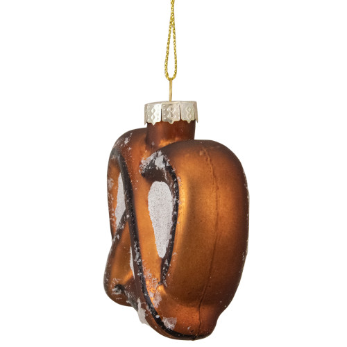 2.75" Bronze and White Holiday Collections Salted Pretzel Glass Christmas Ornament