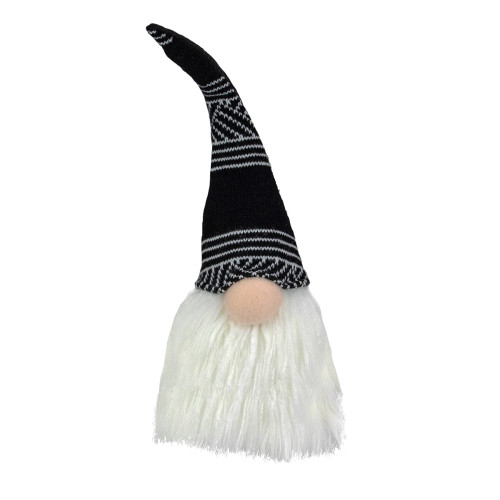 Plush Sitting Christmas Gnome with Long Beard Decoration - 12" - Black and White