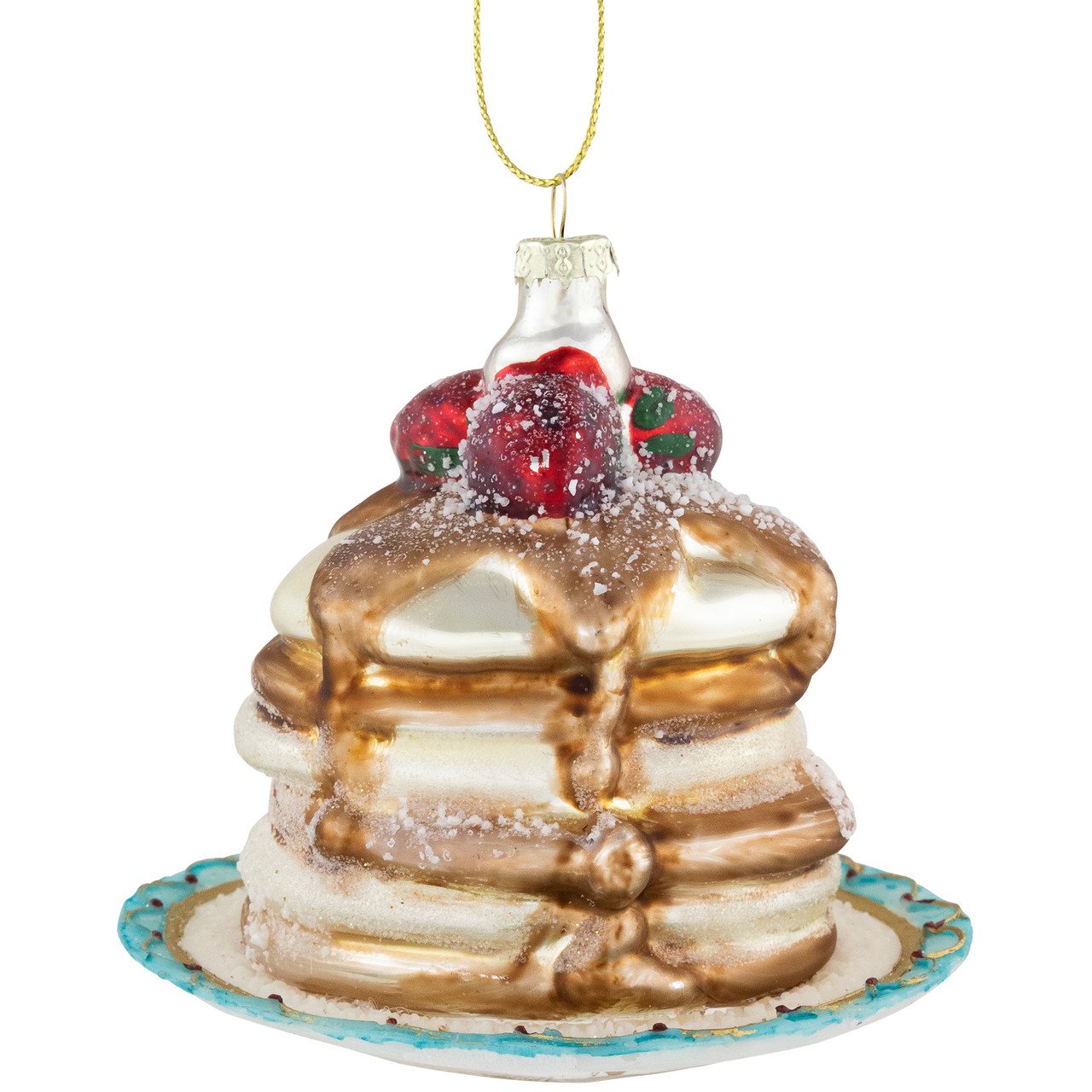 3.75" Pancakes and Syrup Glass Christmas Ornament