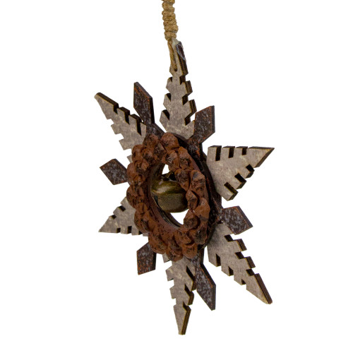 6" Brown and Beige Pointed Snowflake Christmas Ornament