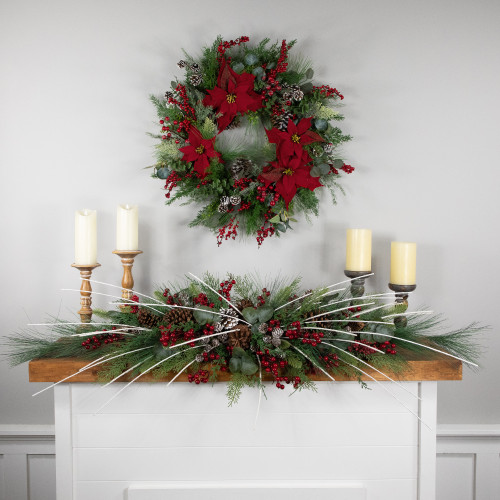 Real Touch? Berries and Birch Twigs Artificial Pine Christmas Swag - 62" - Unlit