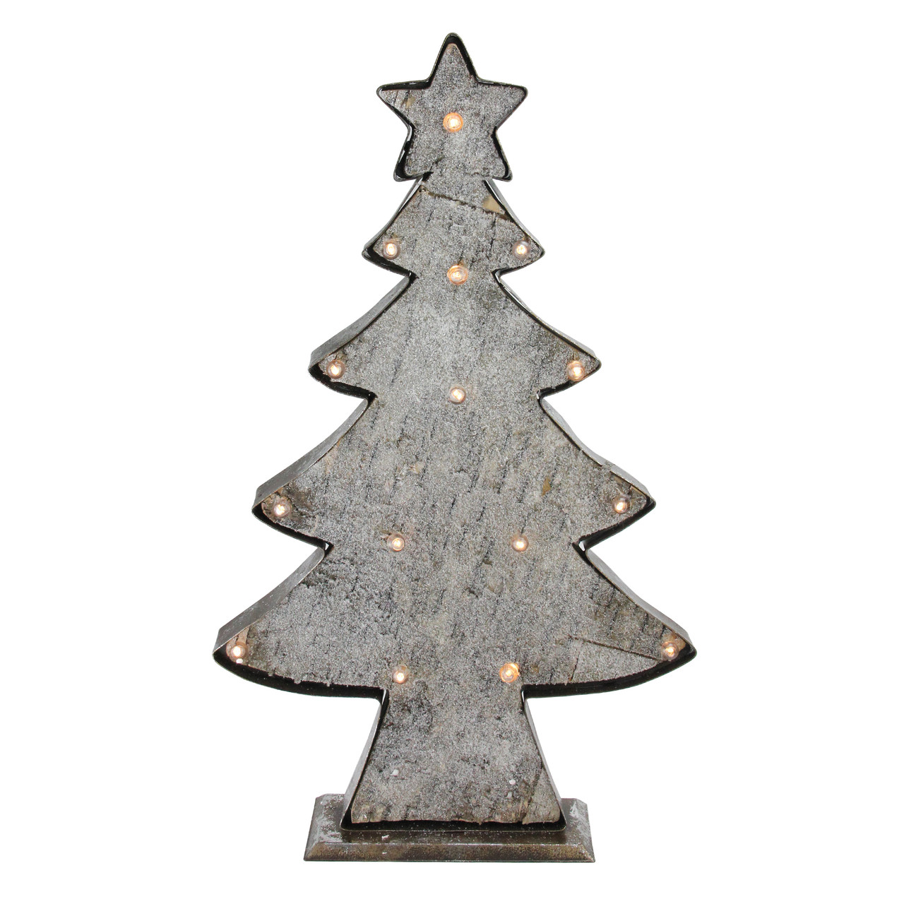26.5" Rustic Brown and Gray LED Lighted Christmas Tree Tabletop Decor