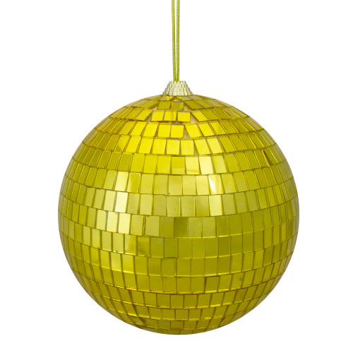 6" Golden Yellow Mirror Finish Disco Christmas Ball Ornament (150mm)