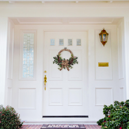 Winter Foliage and Berries Artificial Burlap Christmas Wreath - 24" - Unlit