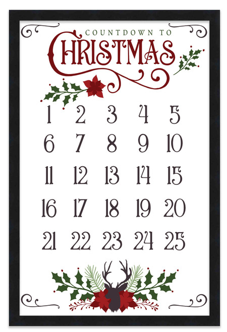 Countdown to Christmas 16.5" x 23.5" Framed Christmas Wall Decor Art Print Sign Poster in a Black Wooden Frame with UV Acrylic and Hangers